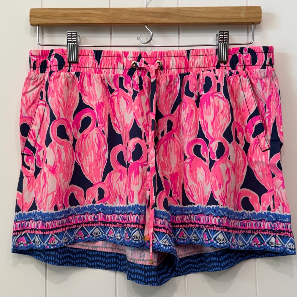 NWT Lilly Pulitzer Katia Shorts High Tide Via Amor Flamingo Navy Lightweight M